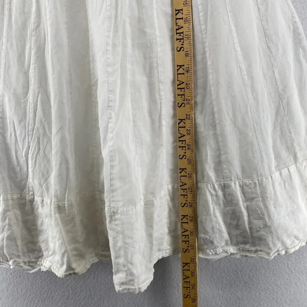 EILEEN FISHER Skirt L Double Layer Organic Cotton Voile A-Line Midi White_10